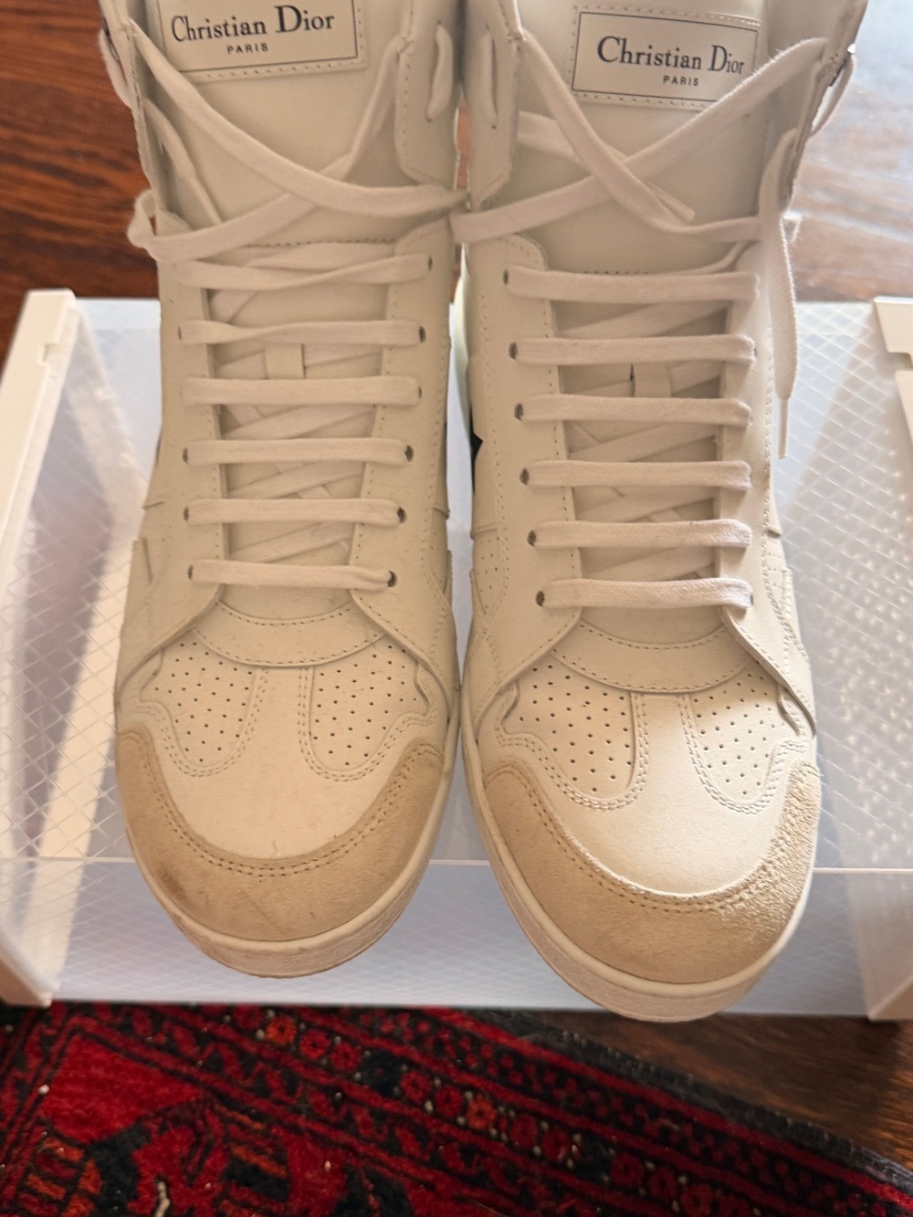 Dior Men’s High-Top Sneakers in Cream/Beige